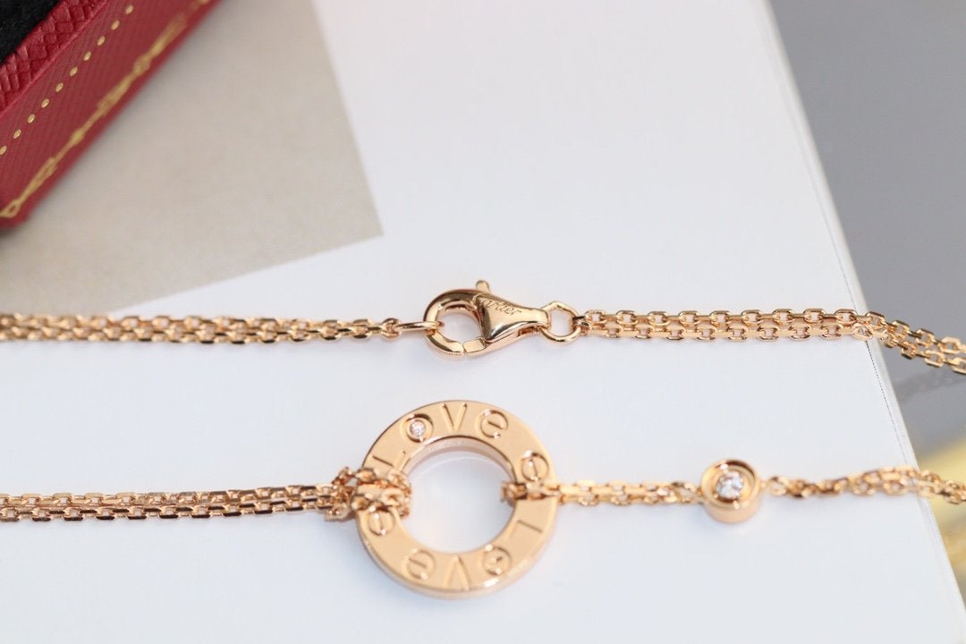 [Eternal Jewelry]LOVE NECKLACE ADJUSTABLE ROSE GOLD 2 DIAMOND
