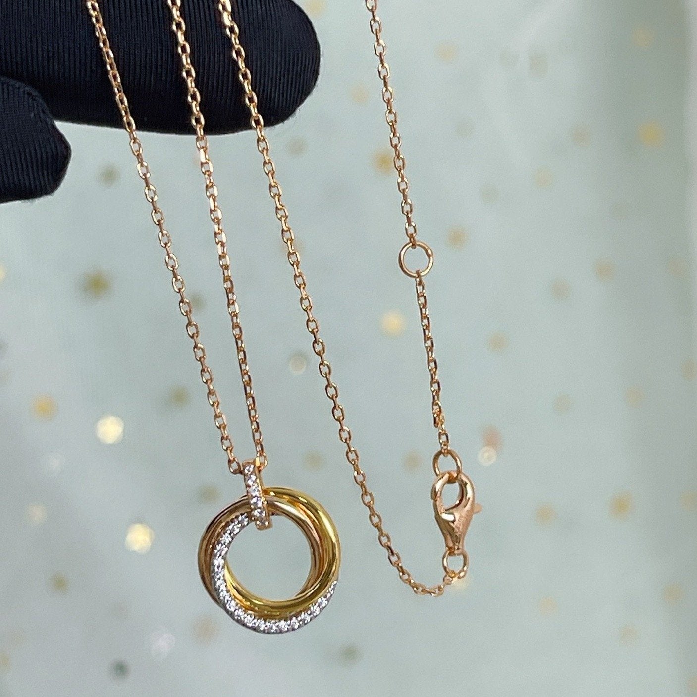 [Eternal Jewelry]TRINITY NECKLACE SILVER GOLD PINK GOLD DIAMONDS
