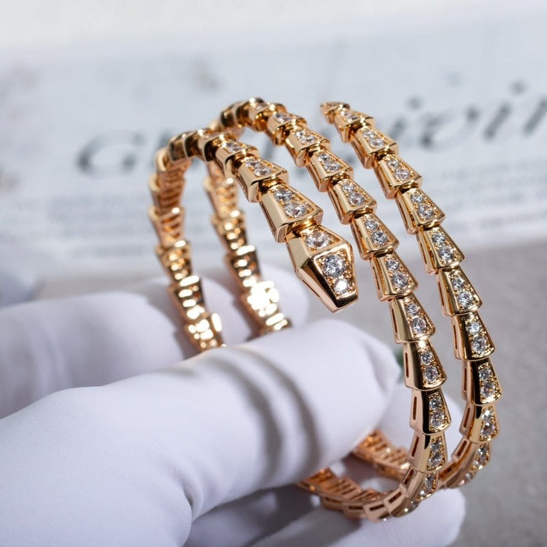 [Eternal Jewelry]SERPENTI BRACELET PINK GOLD DIAMOND DOUBLE ROW
