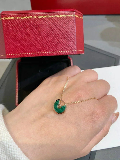[Eternal Jewelry]AMULETTE ROSE GOLD MALACHITE NECKLACE