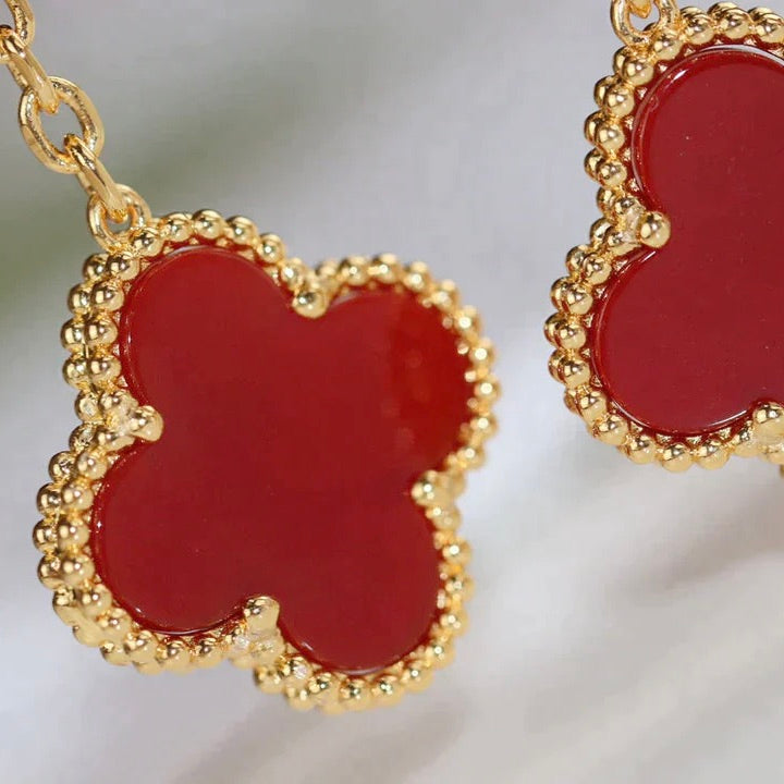 [Eternal Jewelry]CLOVER  2 MOTIF  TIGER EYE CARNELIAN EARRINGS