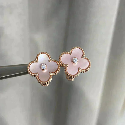 [Eternal Jewelry]CLOVER MEDIUM 1 MOTIFS  PINK MOP DIAMOND EARRINGS