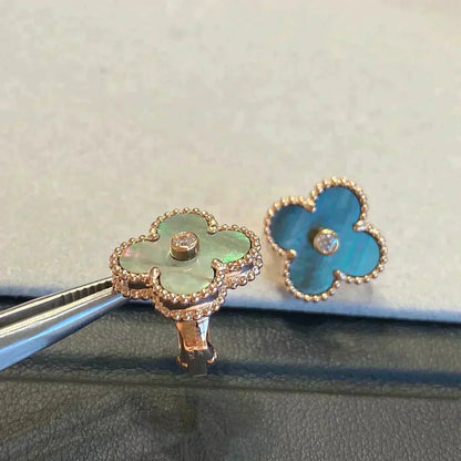 [Eternal Jewelry]CLOVER MEDIUM 1 MOTIFS GRAY MOP  DIAMOND EARRINGS