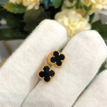 [Eternal Jewelry]CLOVER MINI 9.5MM BLACK MOP EARRINGS
