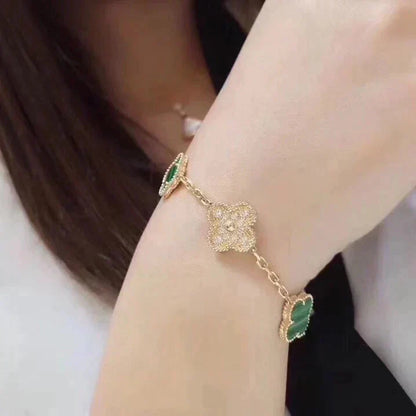 [Eternal Jewelry]CLOVER  5 MOTIF MALACHITE DIAMOND BRACELET