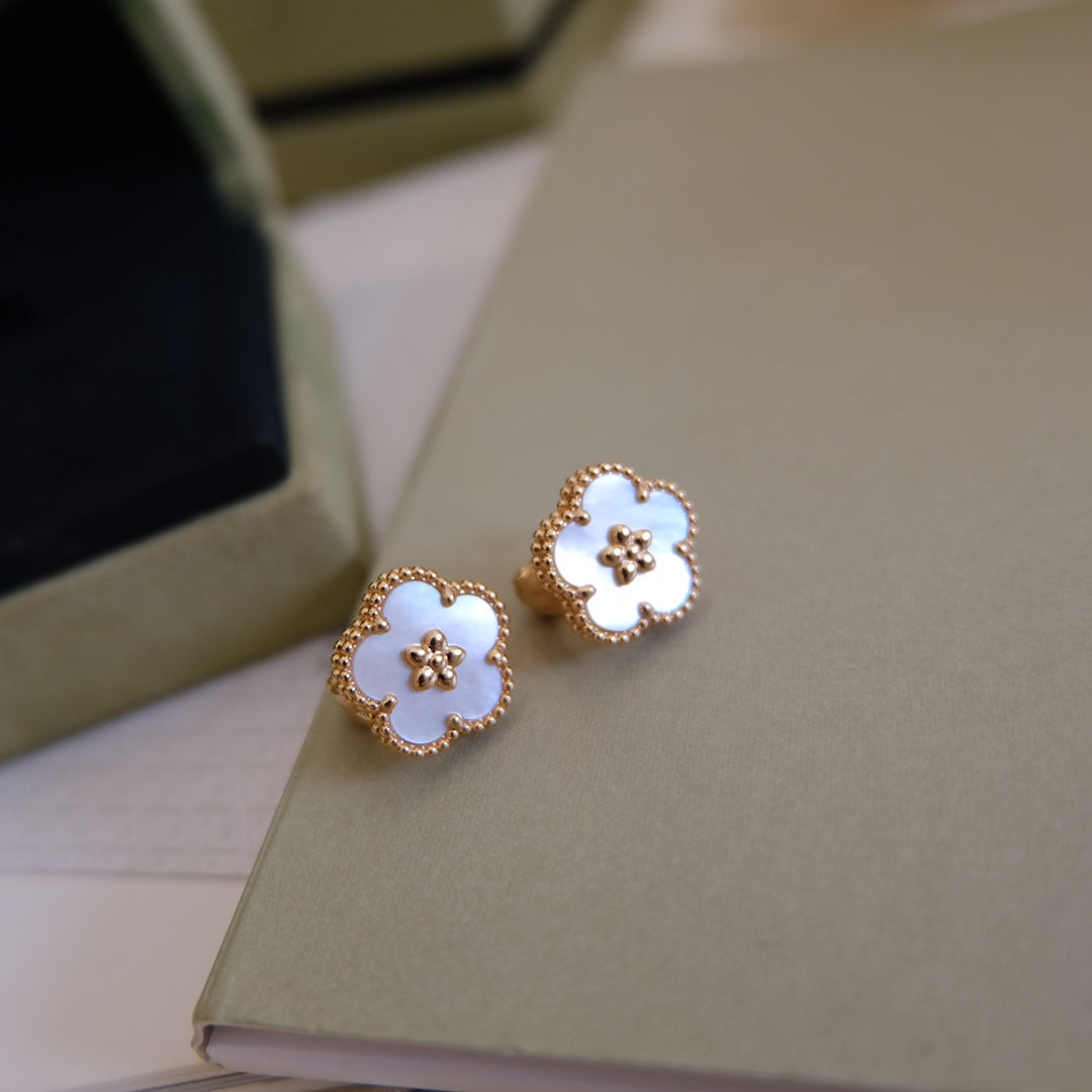 [Eternal Jewelry]LUCKY PINK GOLD WHITE MOP EARRINGS