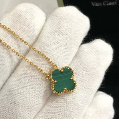 [Eternal Jewelry]CLOVER 15MM MALACHITE SINGLE FLOWER  NECKLACE
