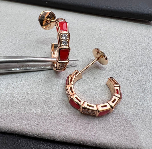[Eternal Jewelry]SERPENTI CARNELIAN PINK GOLD EARRINGS