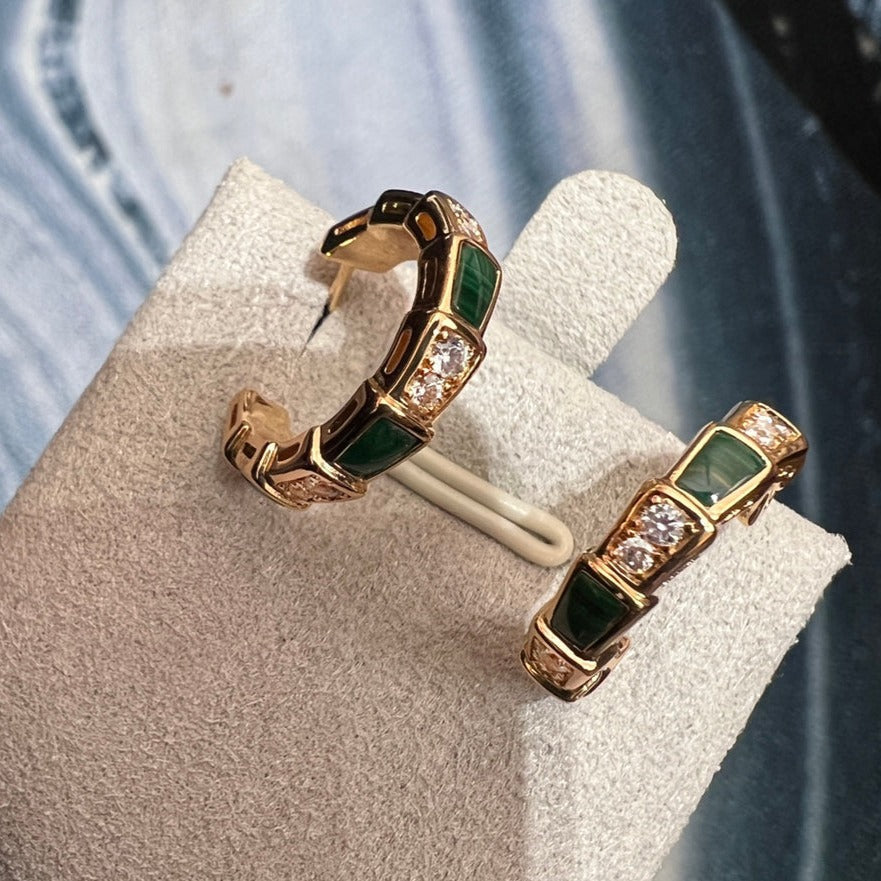 [Eternal Jewelry]SERPENTI MALACHITE PINK GOLD EARRINGS
