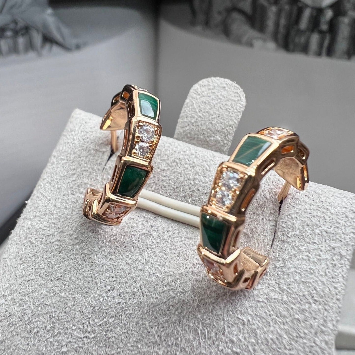 [Eternal Jewelry]SERPENTI MALACHITE PINK GOLD EARRINGS