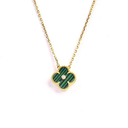 [Eternal Jewelry]CLOVER 15MM DIAMOND TURQUOISE NECKLACE