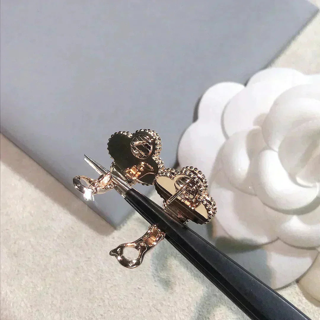 [Eternal Jewelry]CLOVER MEDIUM 1 MOTIFS  PINK MOP DIAMOND EARRINGS