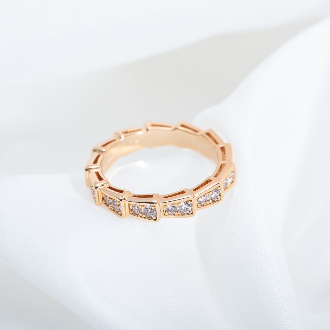 [Eternal Jewelry]SERPENTI RING PINK GOLD DIAMOND PAVED 3MM