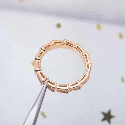 [Eternal Jewelry]SERPENTI RING PINK GOLD DIAMOND PAVED 3MM