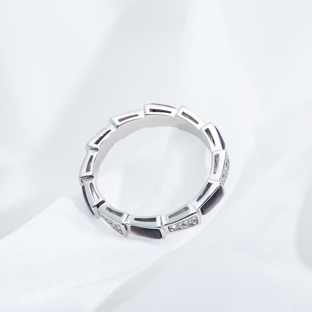 [Eternal Jewelry]SERPENTI RING SILVER  DIAMOND BLACK MOP 3MM