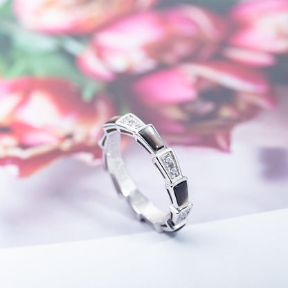 [Eternal Jewelry]SERPENTI RING SILVER  DIAMOND BLACK MOP 3MM