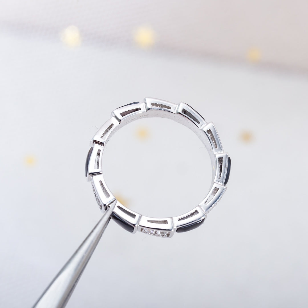 [Eternal Jewelry]SERPENTI RING SILVER  DIAMOND BLACK MOP 3MM