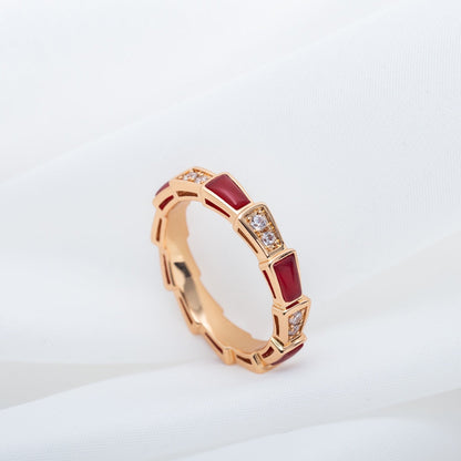 [Eternal Jewelry]SERPENTI RING PINK GOLD CARNELIAN DIAMOND 3MM