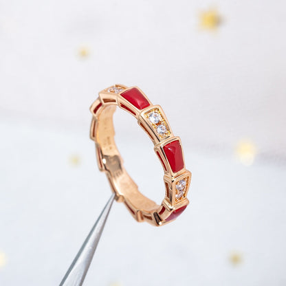 [Eternal Jewelry]SERPENTI RING PINK GOLD CARNELIAN DIAMOND 3MM