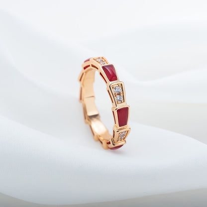 [Eternal Jewelry]SERPENTI RING PINK GOLD CARNELIAN DIAMOND 3MM