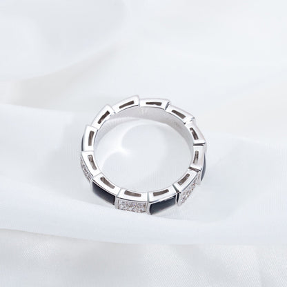 [Eternal Jewelry]SERPENTI RING SILVER DIAMOND BLACK MOP 4MM