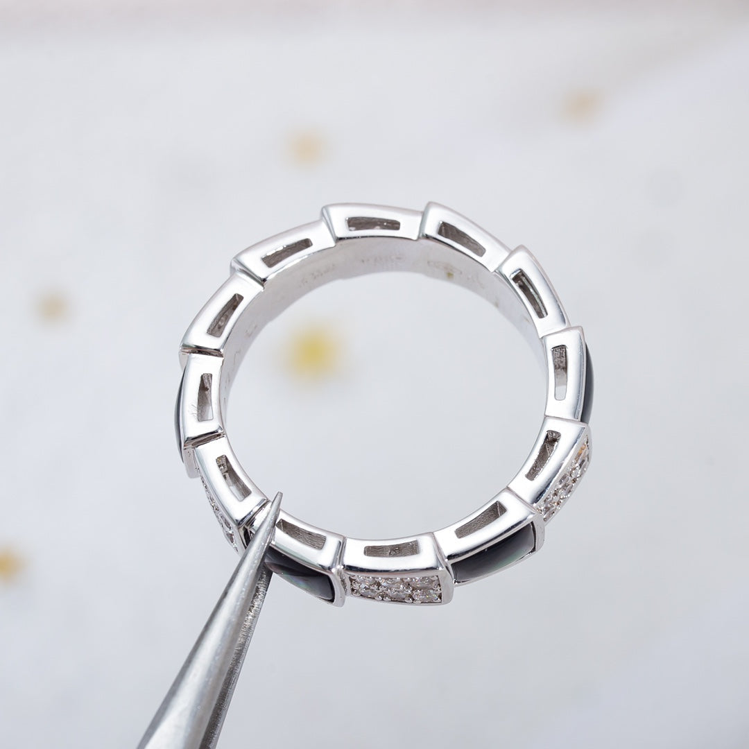 [Eternal Jewelry]SERPENTI RING SILVER DIAMOND BLACK MOP 4MM