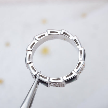 [Eternal Jewelry]SERPENTI RING SILVER DIAMOND BLACK MOP 4MM