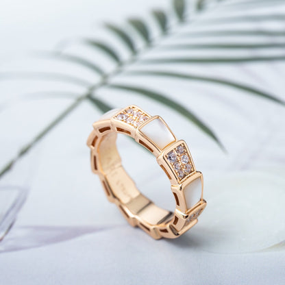[Eternal Jewelry]SERPENTI RING PINK GOLD MOP DIAMOND PAVED 4MM