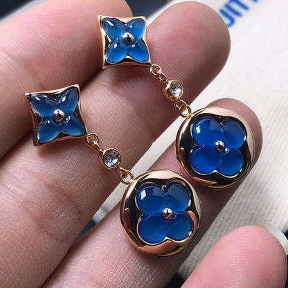 [Eternal Jewelry]STAR AND SUN AGATE DIAMOND EARRINGS