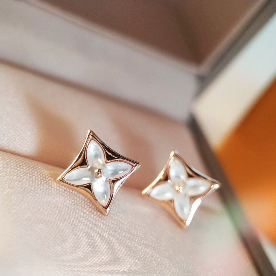 [Eternal Jewelry]STAR MOP PINK GOLD EARRINGS