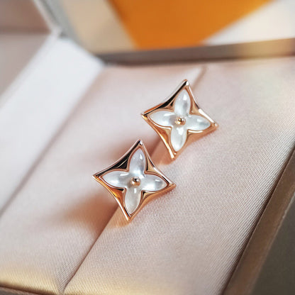[Eternal Jewelry]STAR MOP PINK GOLD EARRINGS