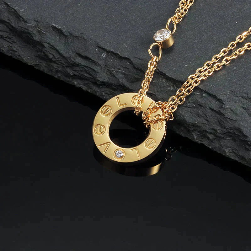 [Eternal Jewelry]LOVE NECKLACE 16MM 2 DIAMONDS