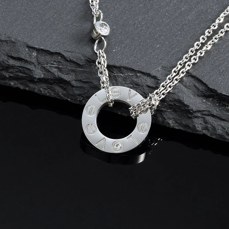 [Eternal Jewelry]LOVE NECKLACE 16MM 2 DIAMONDS