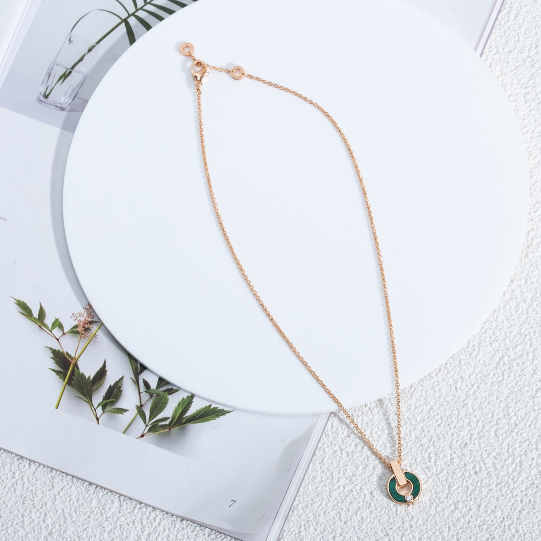 [Eternal Jewelry]GARI NECKLACE PINK GOLD MALACHITE