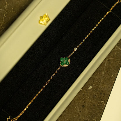 [Eternal Jewelry]SUN MALACHITE 1 DIAMOND PINK GOLD BRACELET