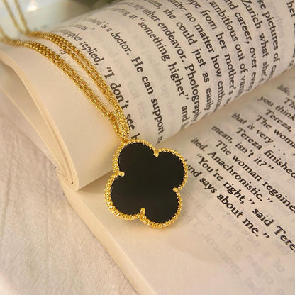 [Eternal Jewelry]CLOVER 25MM NECKLACE GOLD ONYX