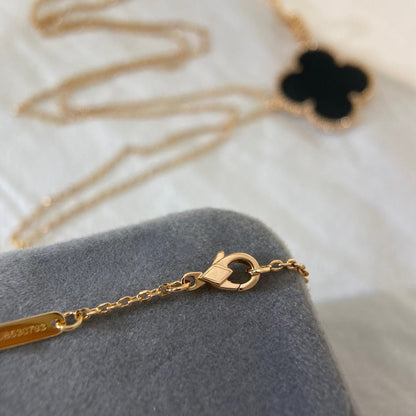 [Eternal Jewelry]CLOVER 25MM NECKLACE GOLD ONYX