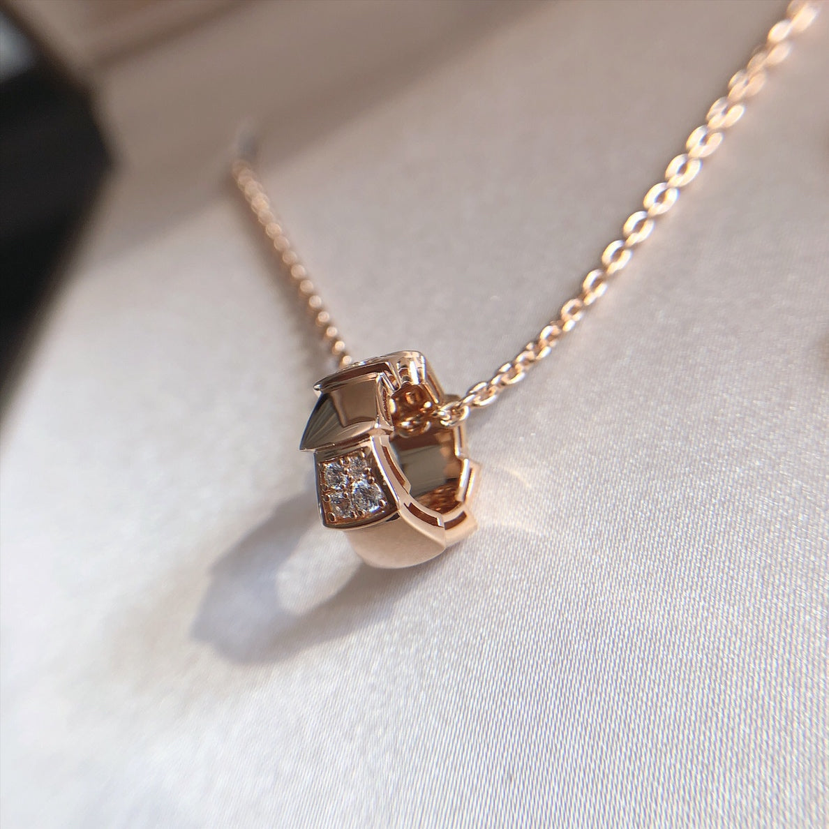 [Eternal Jewelry]SERPENTI PEDANT DIAMOND PINK GOLD NECKLACE