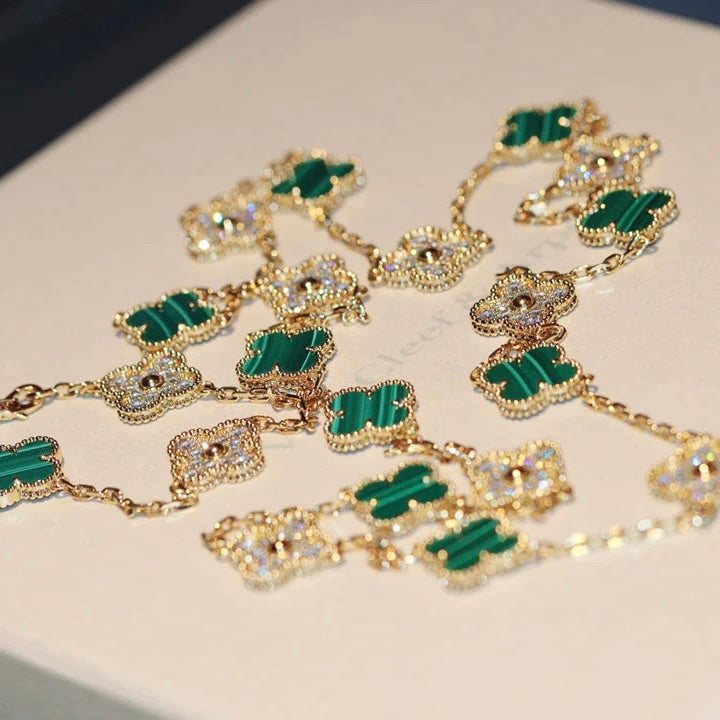 [Eternal Jewelry]CLOVER 20 MOTIFS MALACHITE DIAMOND NECKLACE