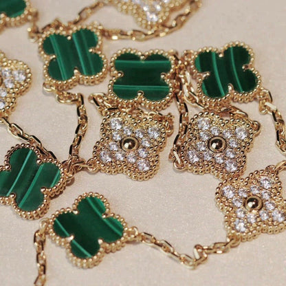 [Eternal Jewelry]CLOVER 20 MOTIFS MALACHITE DIAMOND NECKLACE
