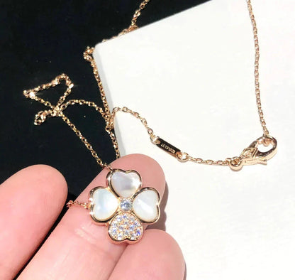 [Eternal Jewelry]CLOVER MOP DIAMOND ROSE GOLD NECKLACE