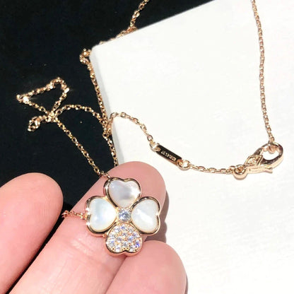 [Eternal Jewelry]CLOVER MOP DIAMOND ROSE GOLD NECKLACE