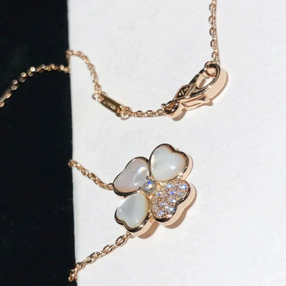 [Eternal Jewelry]CLOVER MOP DIAMOND ROSE GOLD NECKLACE