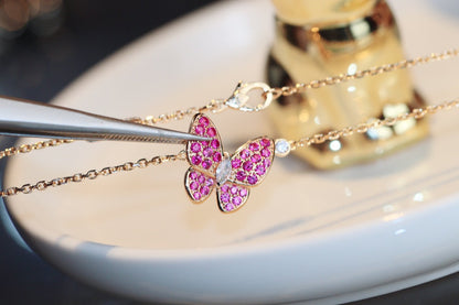 [Eternal Jewelry]BUTTERFLY RED DIAMOND ROSE GOLD NECKLACE