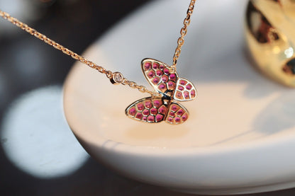 [Eternal Jewelry]BUTTERFLY RED DIAMOND ROSE GOLD NECKLACE