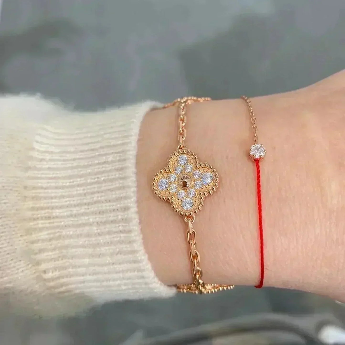 [Eternal Jewelry]CLOVER 5 MOTIFS  FULL DIAMOND BRACELET