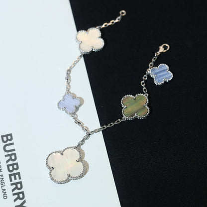 [Eternal Jewelry]CLOVER BRACELET 5 MOTIFS MOP CHALCEDONY SILVER