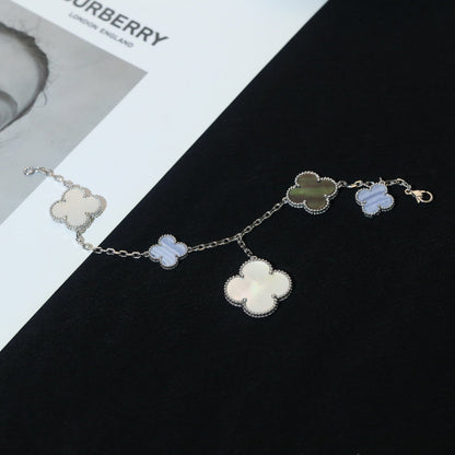 [Eternal Jewelry]CLOVER BRACELET 5 MOTIFS MOP CHALCEDONY SILVER