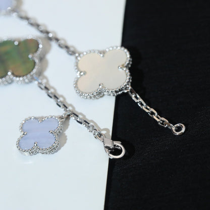 [Eternal Jewelry]CLOVER BRACELET 5 MOTIFS MOP CHALCEDONY SILVER