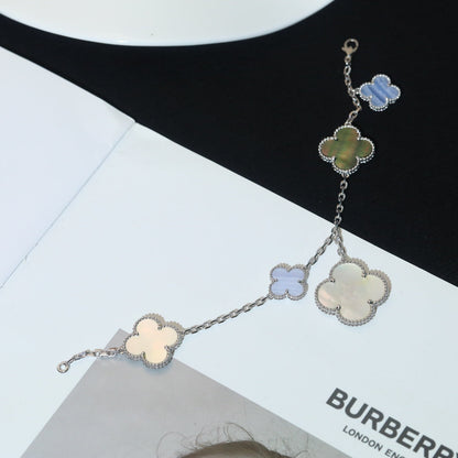 [Eternal Jewelry]CLOVER BRACELET 5 MOTIFS MOP CHALCEDONY SILVER
